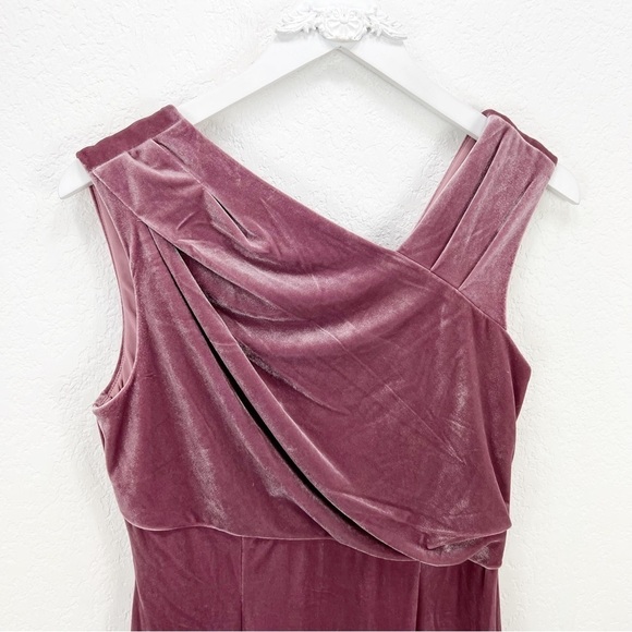 Adrianna Papell Velvet Mermaid Gown Dress Antique Rose Size 8 NWT - Picture 3 of 6